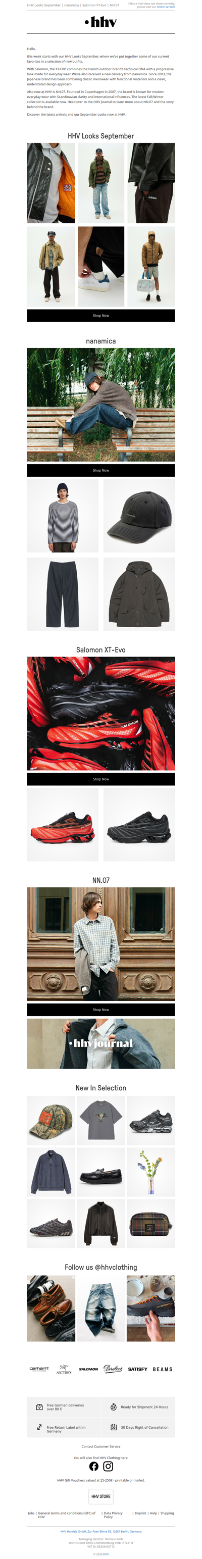 HHV Looks September | nanamica | Salomon XT-Evo | NN.07