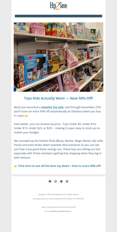 Toy Deals Are Insane Right Now - Get an Extra 50% Off at Checkout!🎁