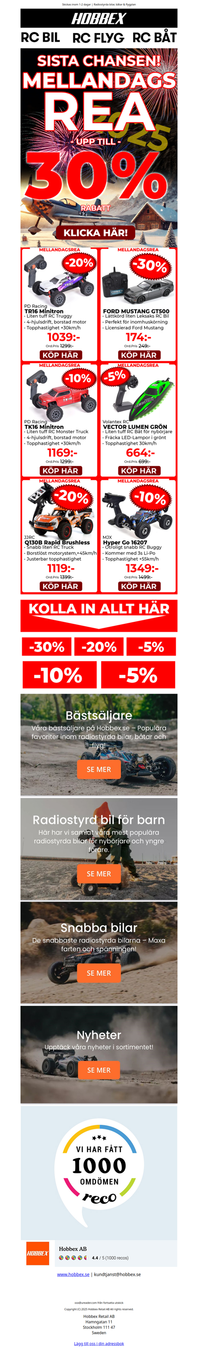 Hobbex - Sista dagen MellandagsREA Upp till 30%