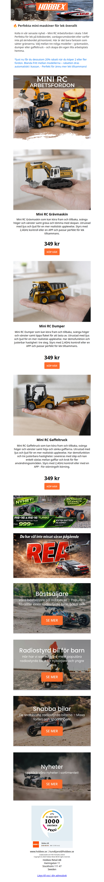 Nyhet: Mini RC Arbetsmaskiner du inte vill missa