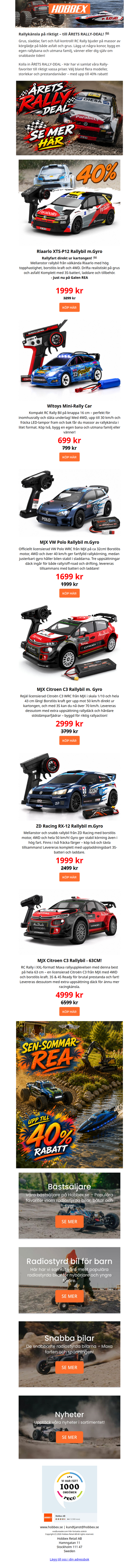 🏁 ÅRETS RALLY-DEAL – Upp till 40% rabatt!