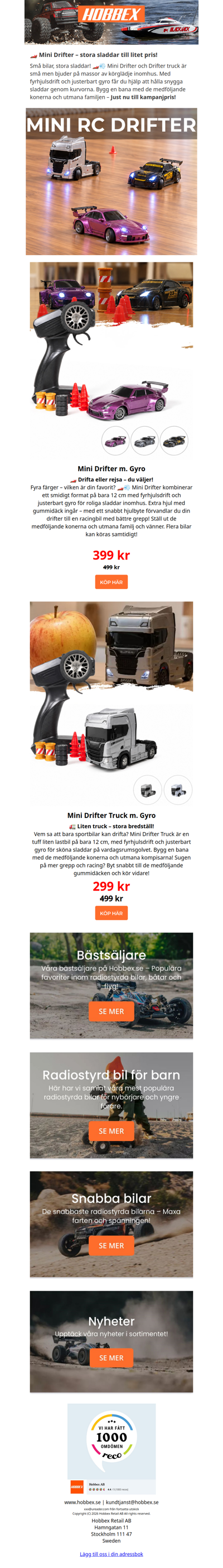 🏎️ Sladda hemma till pangpris - driftfynd från 299 kr!