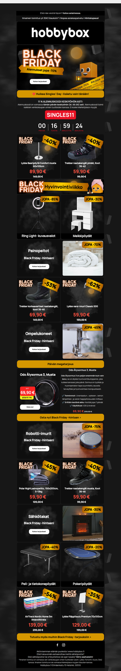 ❤️ Huikea Singles' Day -lisäetu vain tänään!