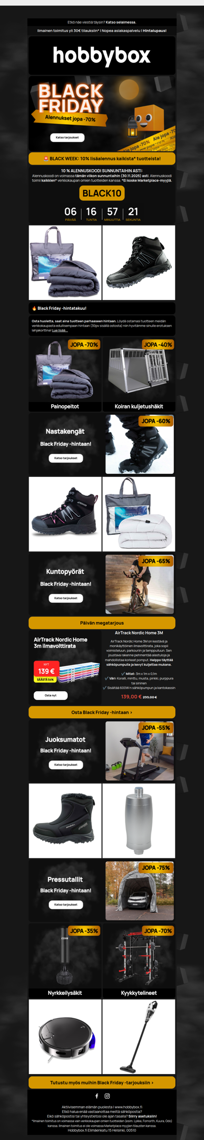 🚨 BLACK WEEK: 10% lisäalennus kaikista* tuotteista!