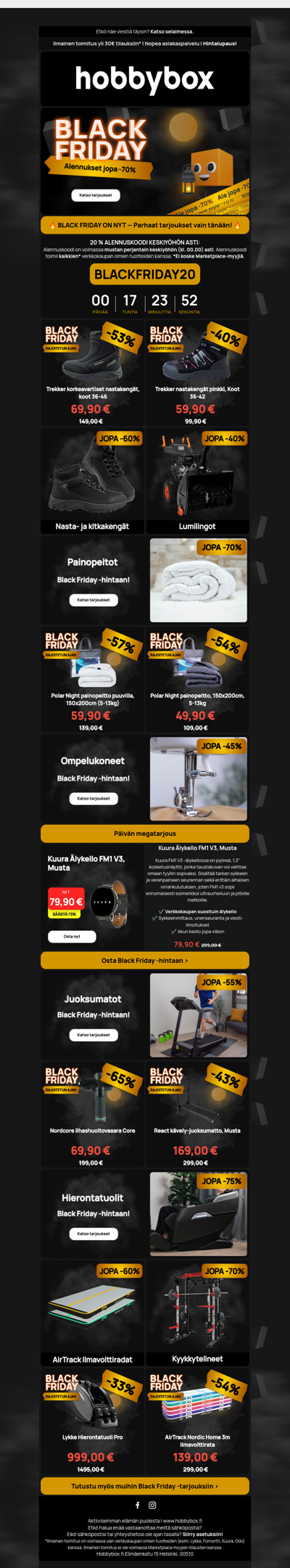 🔥 BLACK FRIDAY ON NYT — Vuoden parhaat tarjoukset vain tänään! 🔥