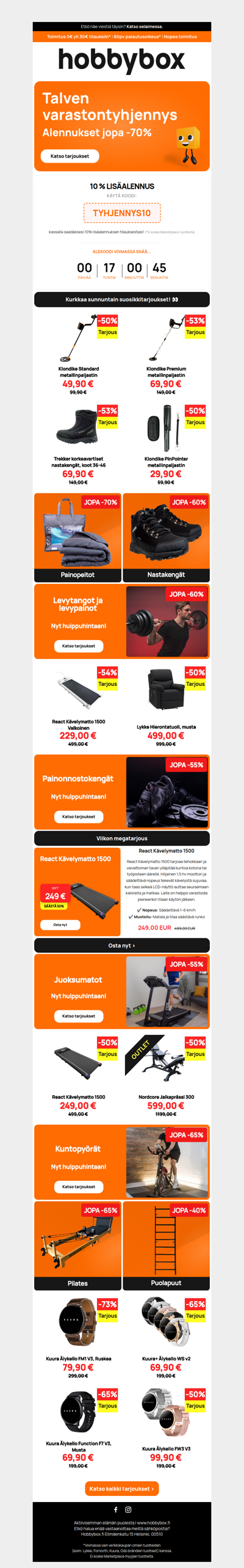 🏃 Treenit turvallisesti sisällä tai ulkona, nyt -10 % lisäalennuksella!