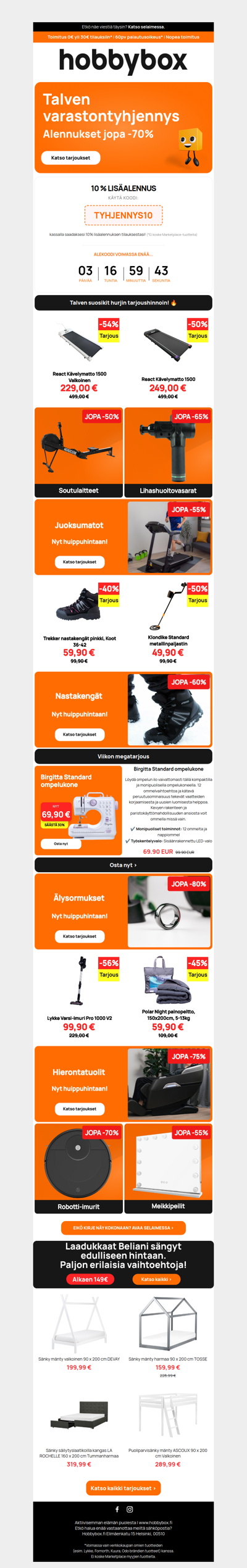 ⚠️ Varastontyhjennys enää 4 päivää – Hyödynnä nyt talven parhaat hinnat ja 10 % lisäetu.