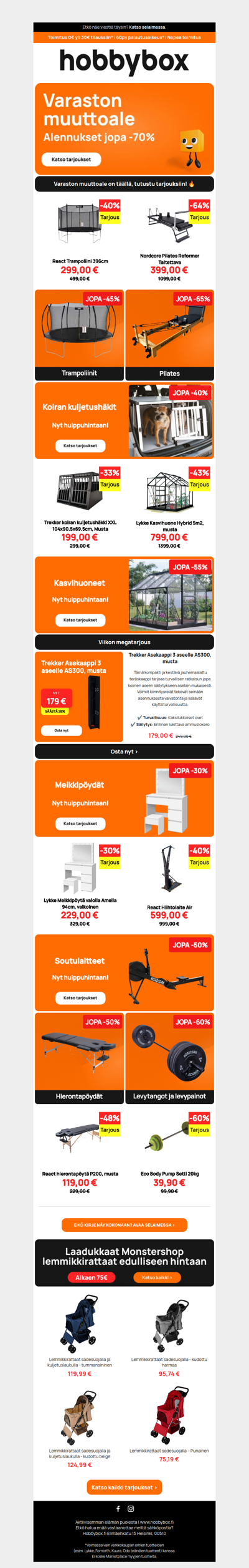 🔥 Varastontyhjennys käy kuumana: Poimi nyt suosituimmat harrastusvälineet jopa -70 %!