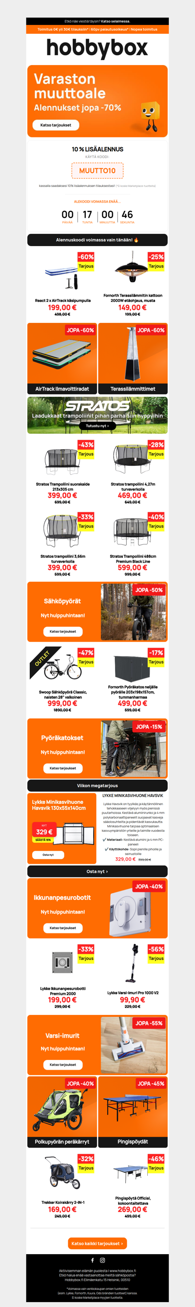 🚨 LOPPURYSÄYS: Varaston muuttoale päättyy tänään