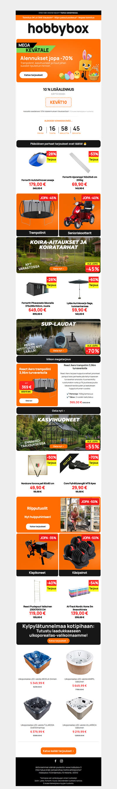 Etkö ehtinyt eilen? Ei hätää – pääsiäisen 10 % LISÄALE jatkuukin vielä tänään! 🐣