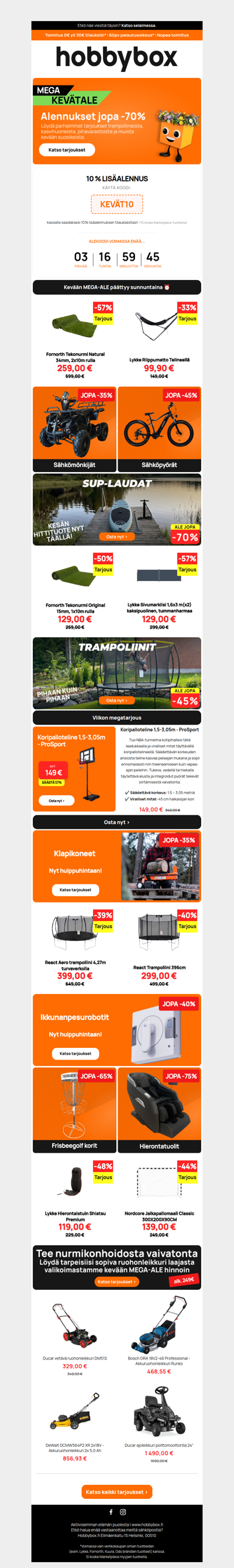 🚨 LOPPURYSÄYS: Mega kevätale päättyy pian