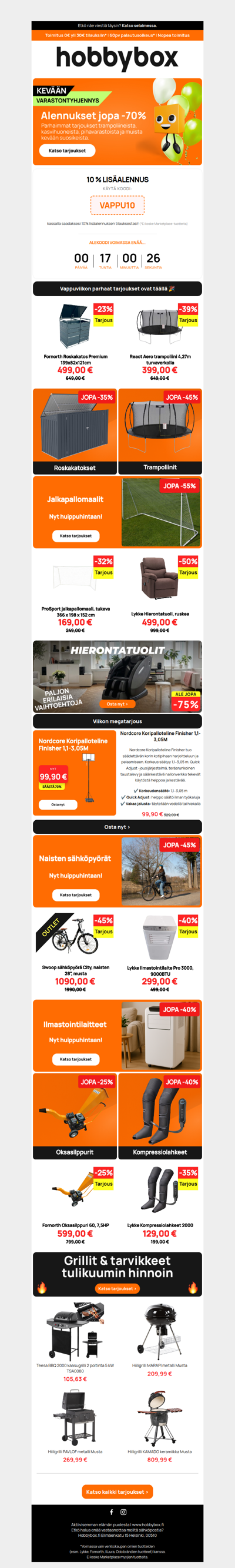 ☀️ Nauti vappuauringosta ja nappaa -10% lisäale – vain tänään!