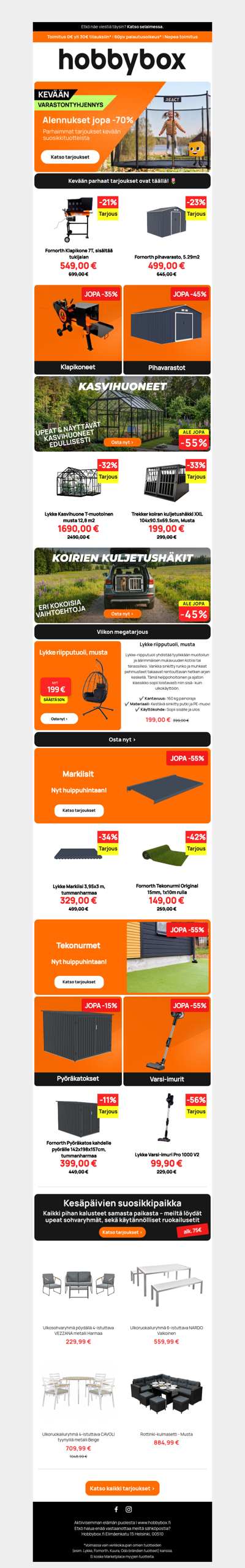 🔥 Varasto hupenee! Nappaa pihan suosikit nyt edullisesti