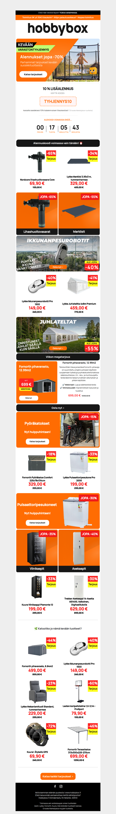 Kevään varastontyhjennys kiihtyy – parhaat löydöt jopa -65 % + koodilla extra -10 %! 🤩