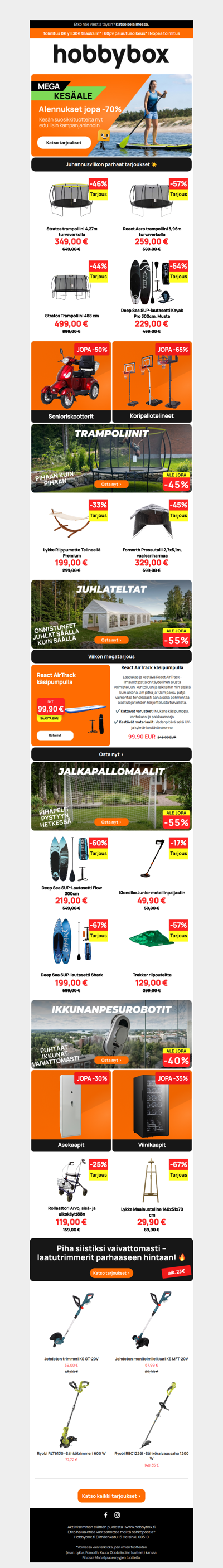 🔥 Kesän suurin ale on vauhdissa, alennukset jopa -70%!