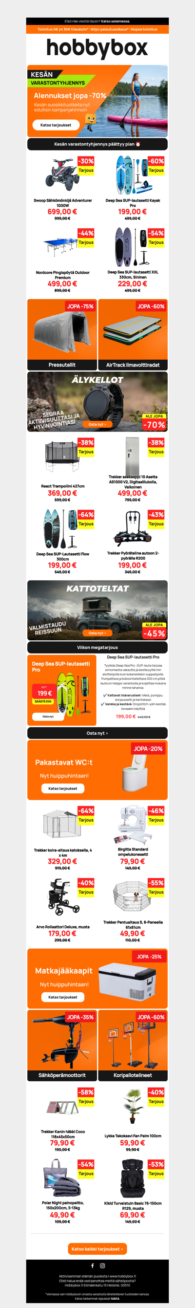 🚨 LOPPURYSÄYS: Kesän suuri varastontyhjennys päättyy pian!