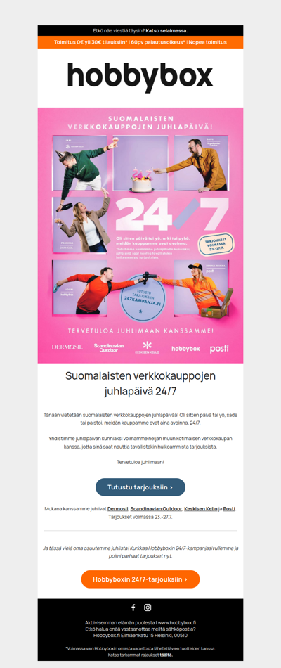 24/7 – suomalaisten verkkokauppojen juhlapäivä on täällä! 🎉