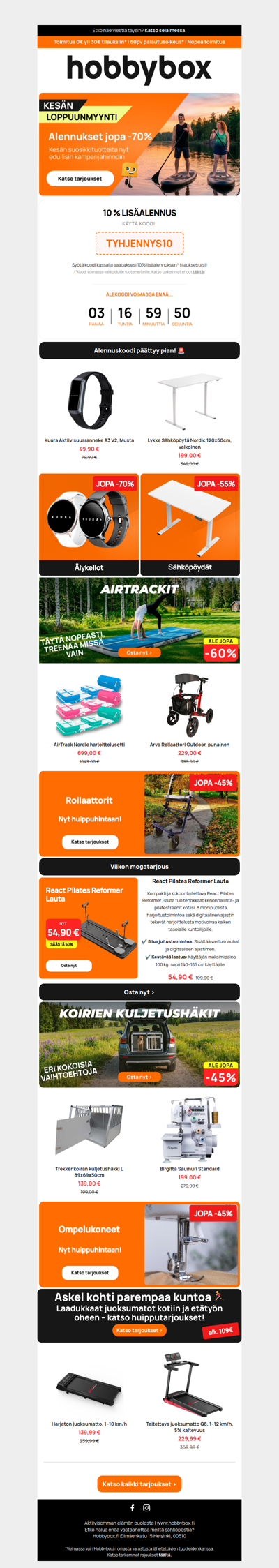 🚨 LOPPURYSÄYS: Kesän loppuunmyynti päättyy pian – jopa -70 % + lisäalennus