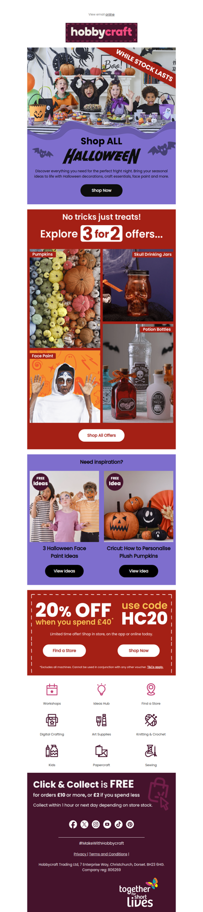 Shop Halloween whilst stock lasts!