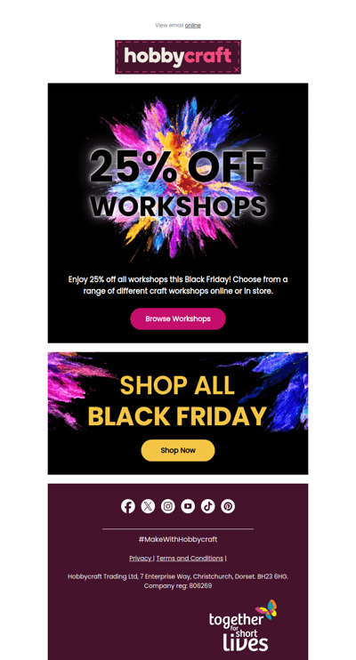 25% off ALL workshops!