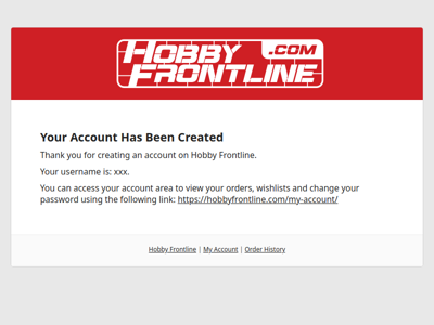 Your Hobby Frontline account has been created!