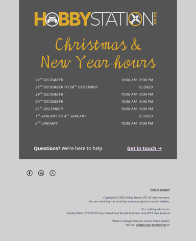 🎄 Holiday Trading Hours – Christmas & New Year