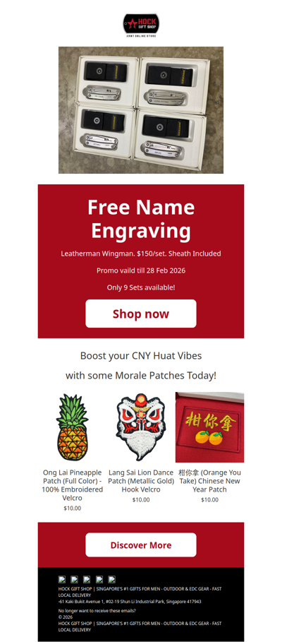 Only 9 Sets Left: Free Name Engraving on Leatherman Wingman