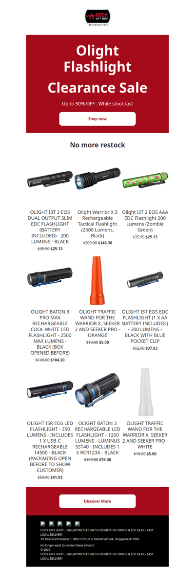 🔦 Olight Clearance Sale – Up to 50% OFF (Last Chance)