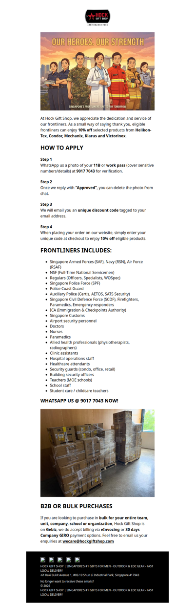 🇸🇬 For Our Frontliners: Enjoy 10% OFF — Our Way of Saying Thank You