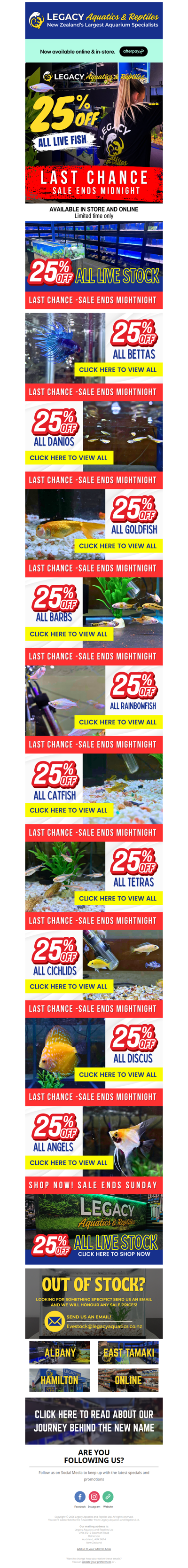 🐠 LAST CHANCE! 25% OFF LIVE FISH! 🐠