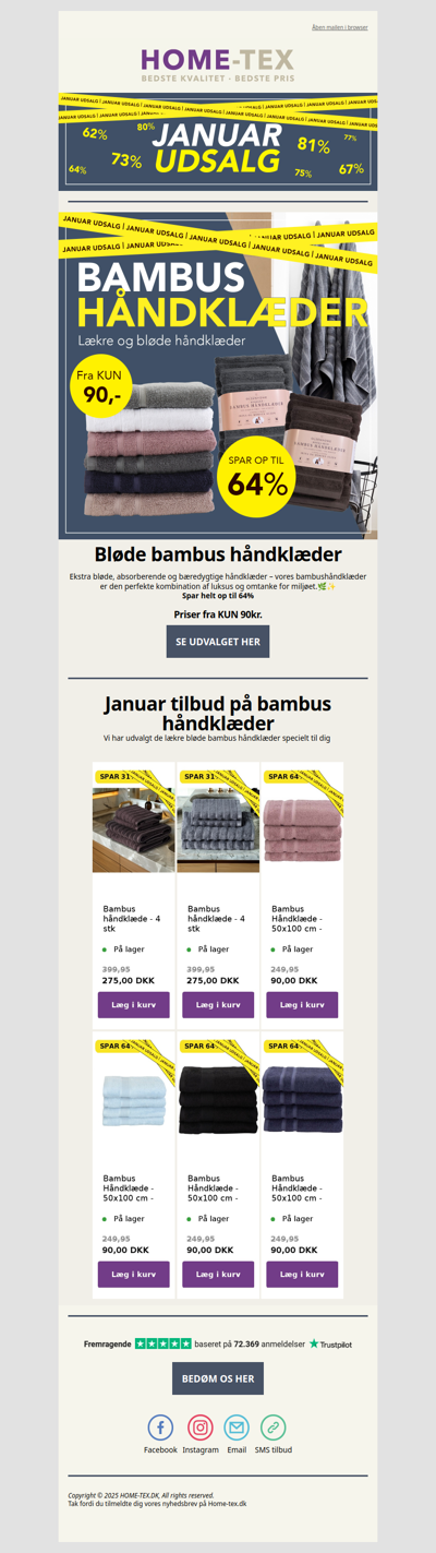 Bløde bambus håndklæder fra KUN 90kr 🤩