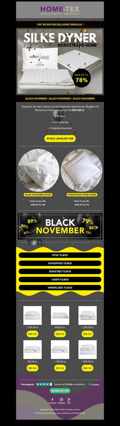 Silkedyner til KAEMPE RABAT!🖤 BLACK NOVEMBER tilbud