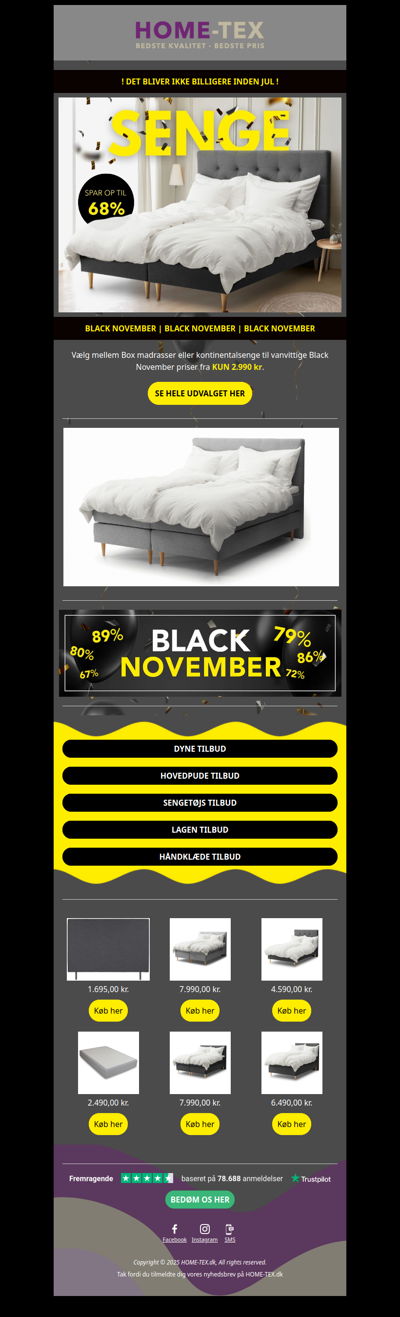 Luksus senge til vilde Black November priser