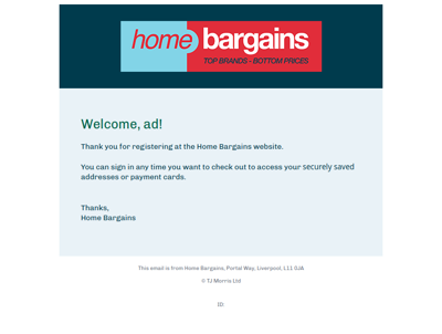 Registration Successful - Home Bargains