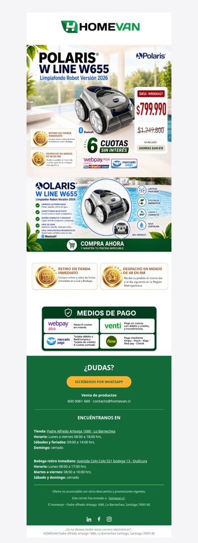 🤖 Limpia tu piscina sin esfuerzo ❄️ este invierno con Polaris ✅