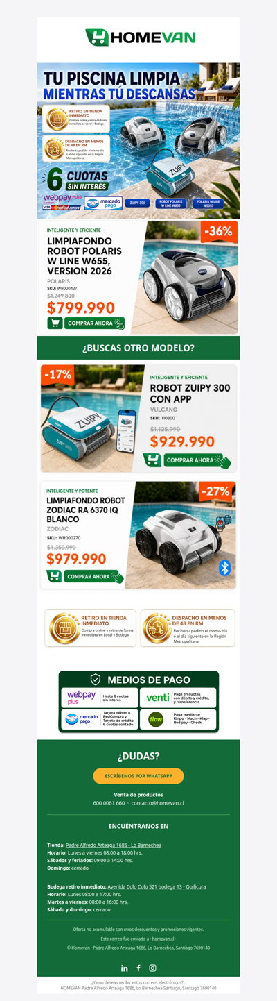 vds, tu piscina lista sin mover un dedo 🤖