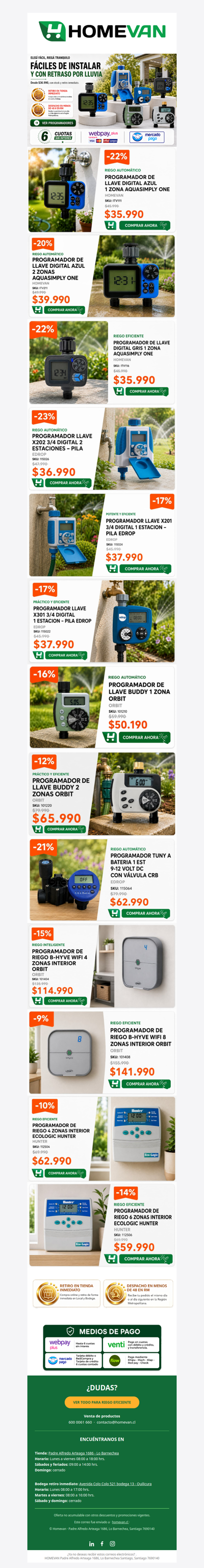 vds, nuevos programadores de riego 💦