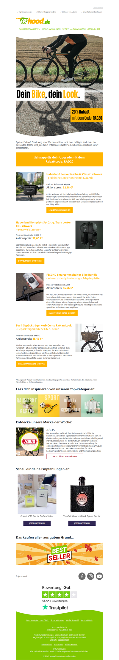 Jetzt 20 % sichern - Accessoires für dein Fahrrad!