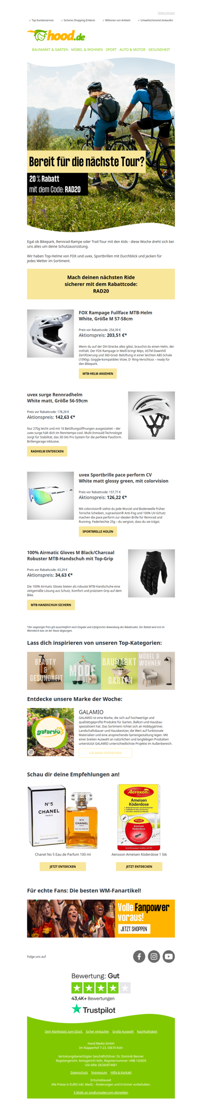 20 % Rabatt! Fahrradschutzausrüstung für jeden Einsatz! 🚲