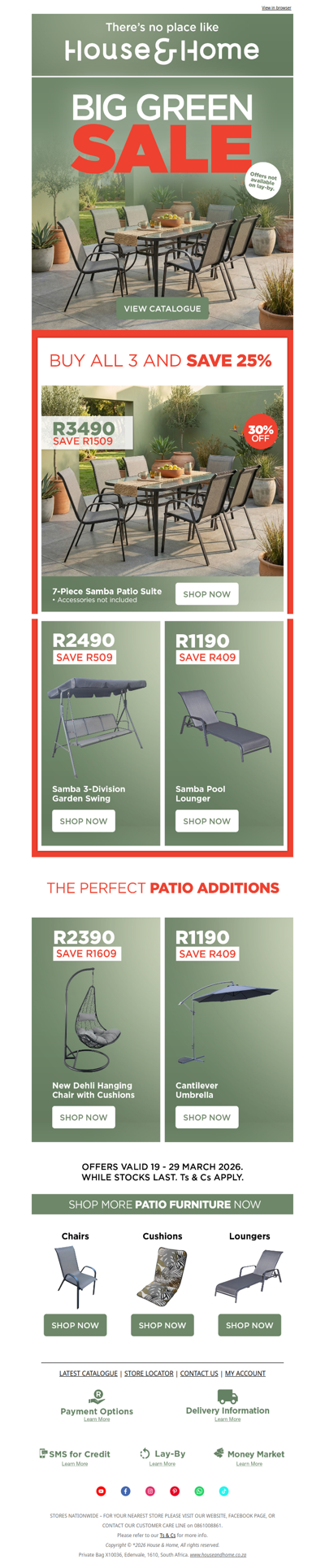 Your perfect patio is calling – Big Green Sale deals inside