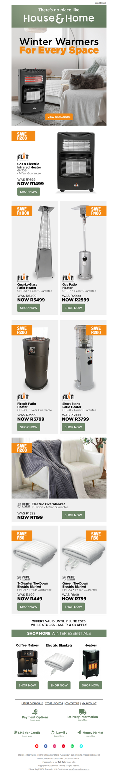 SAVE UP TO R1000 ON WINTER WARMERS.