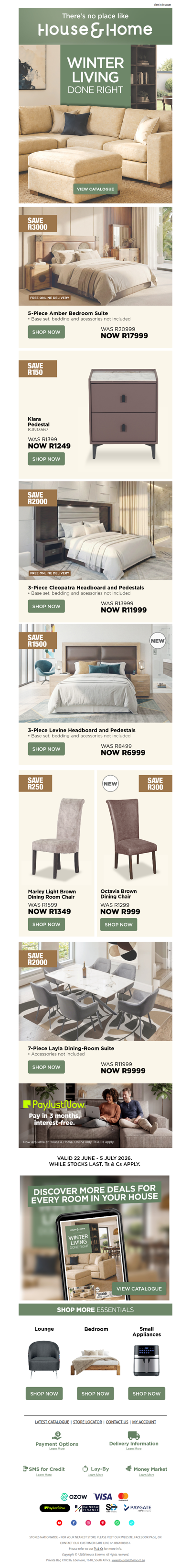 Upgrade your home this winter. Save up to R3000.