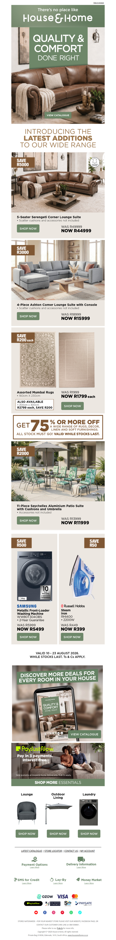 Save up to R5000 on brand-new additions