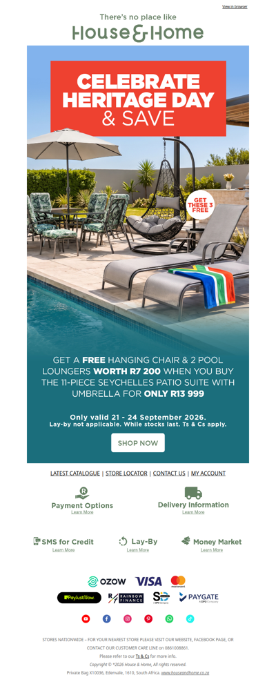 Celebrate Heritage Day with free deals for your patio