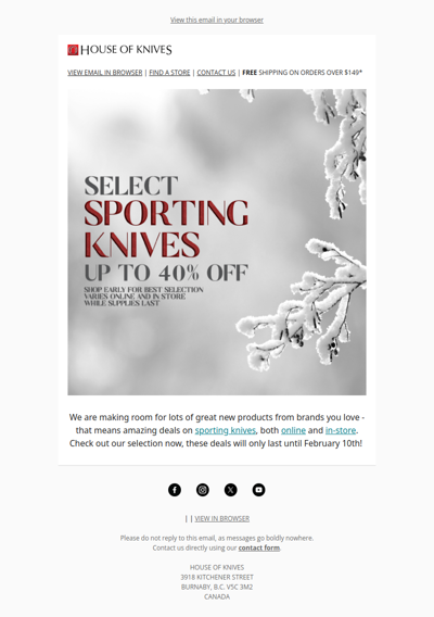 Up To 40% Off Select Sport Knives!