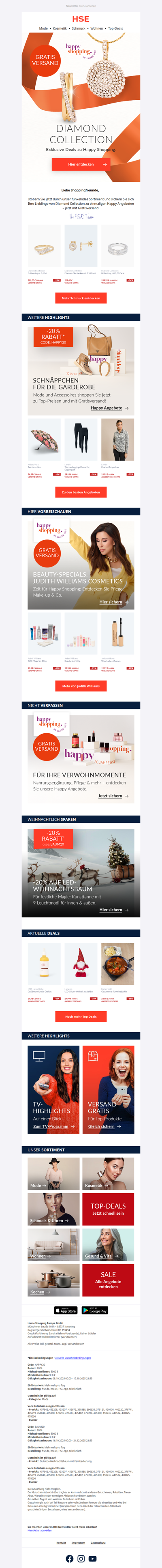 Diamond Collection & -20% Gutschein auf Mode