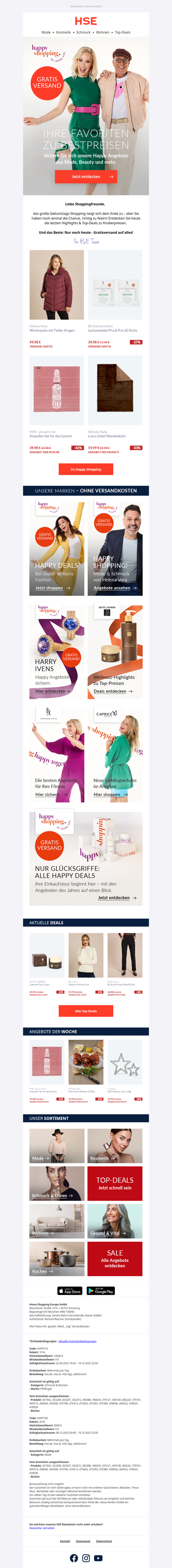 Nur noch heute: HSE Geburtstagsfinale & Gratisversand!