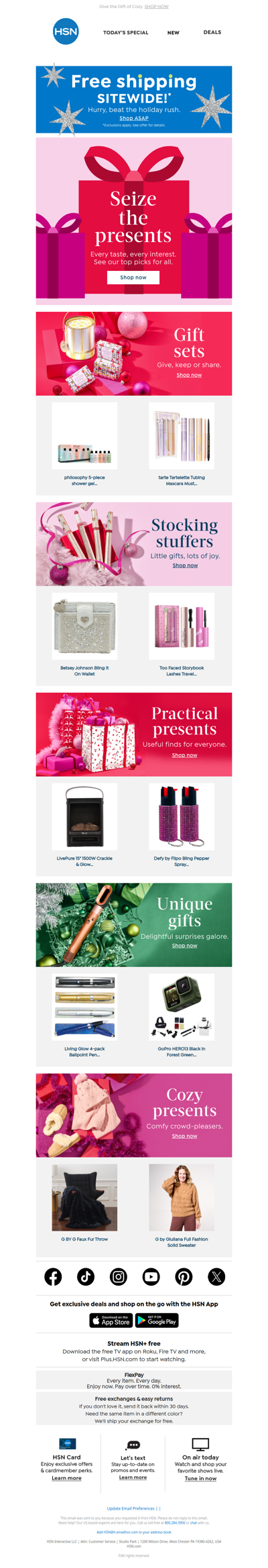 Great Gifts ➕ Last Day for Free Shipping Sitewide