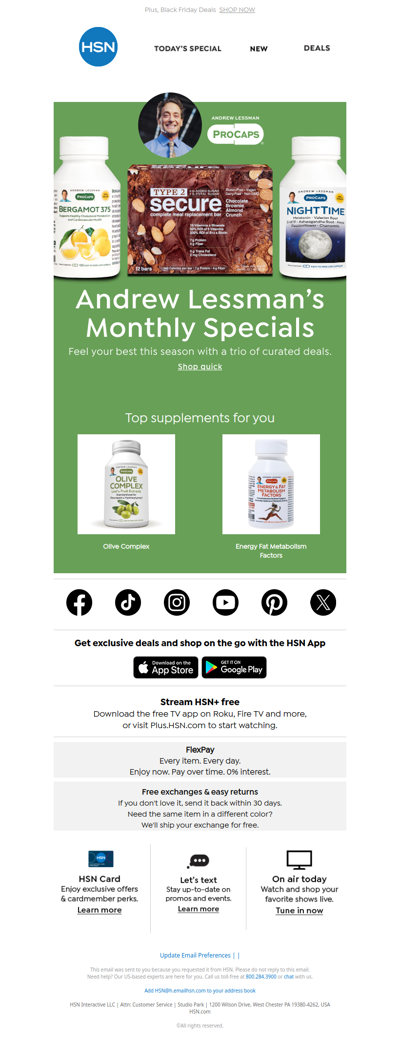 Check Out Andrew Lessman’s Monthly Deals