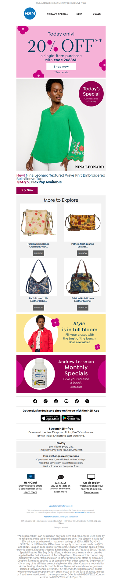 A Nina Leonard Deal *and* 20% Off